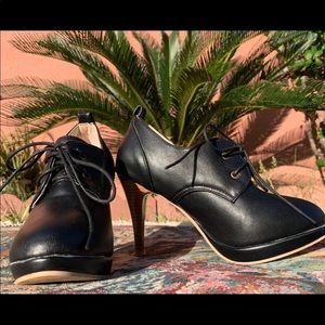 Black bootie lace up heels
